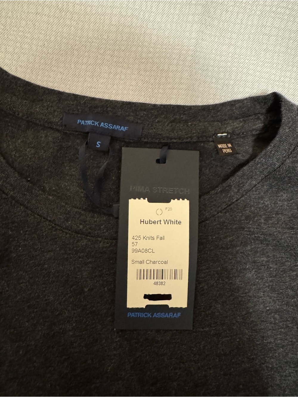 Patrick Assaraf Men's Charcoal Short-Sleeve Crewneck Tee